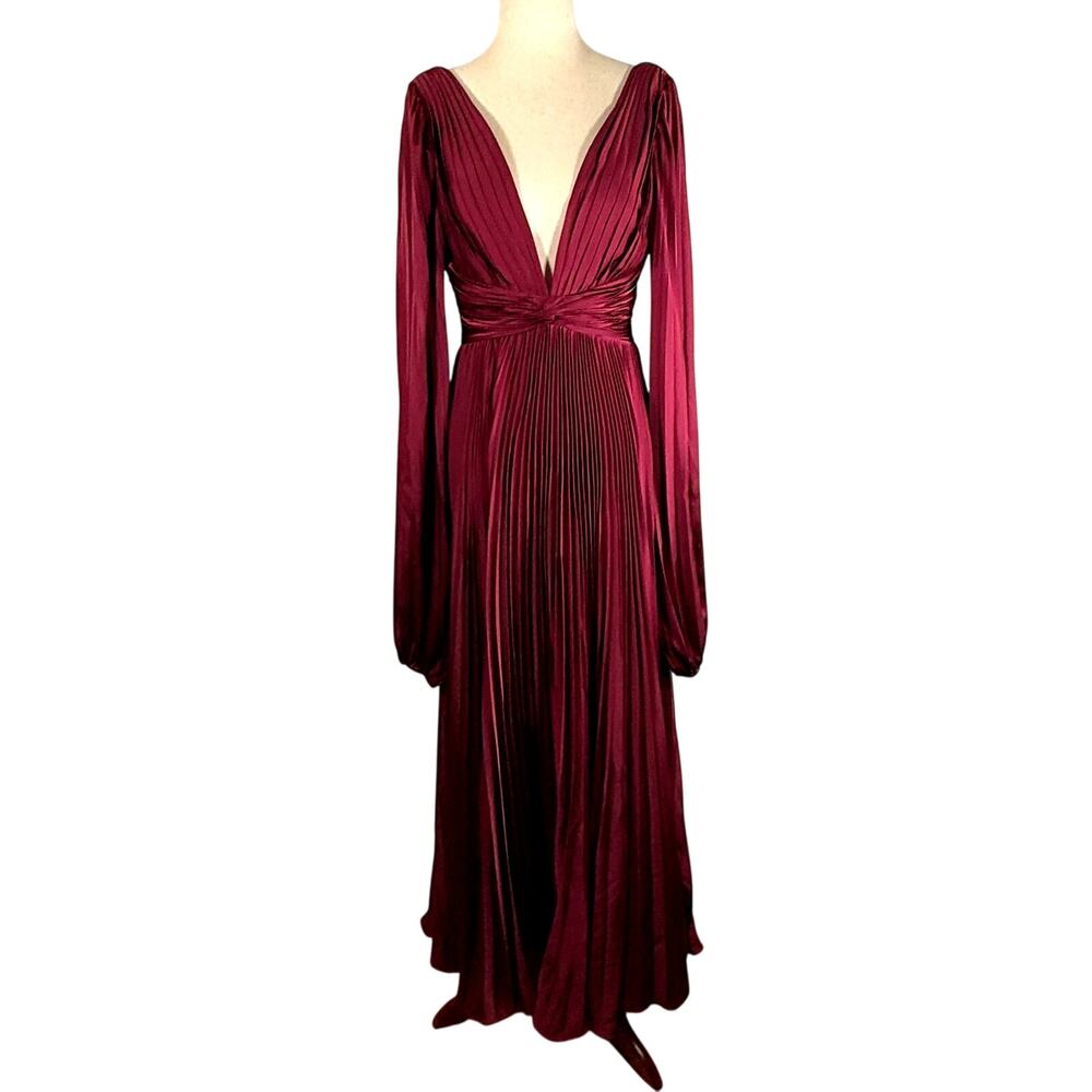 Sophisticated Wine Long Sleeve Gown